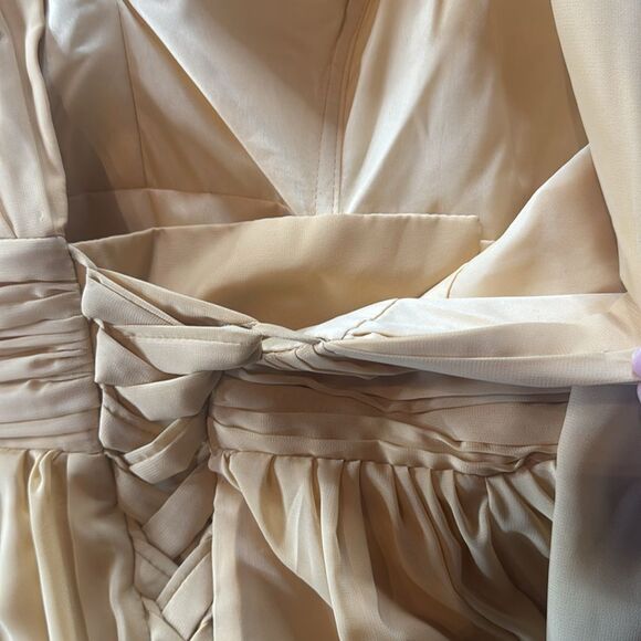 Women’s Full Length Long Sleeve Chiffon V-Neck Formal Dress Corset Back Size 16 - Picture 12 of 12